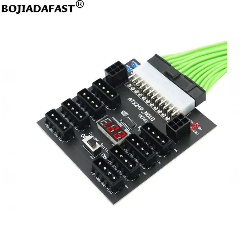 Computer PSU ATX 24PIN to 8 * Molex 4Pin + 2 * PCIE 6Pin Breakout Board Adapter For Hard Disk Drive