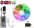 30M 12V WiFi Bluetooth RGB LED Strip Lights 5050 with Ac100-240V Adapter APP Control Music Sync Remote for Bedroom Kitchen Party