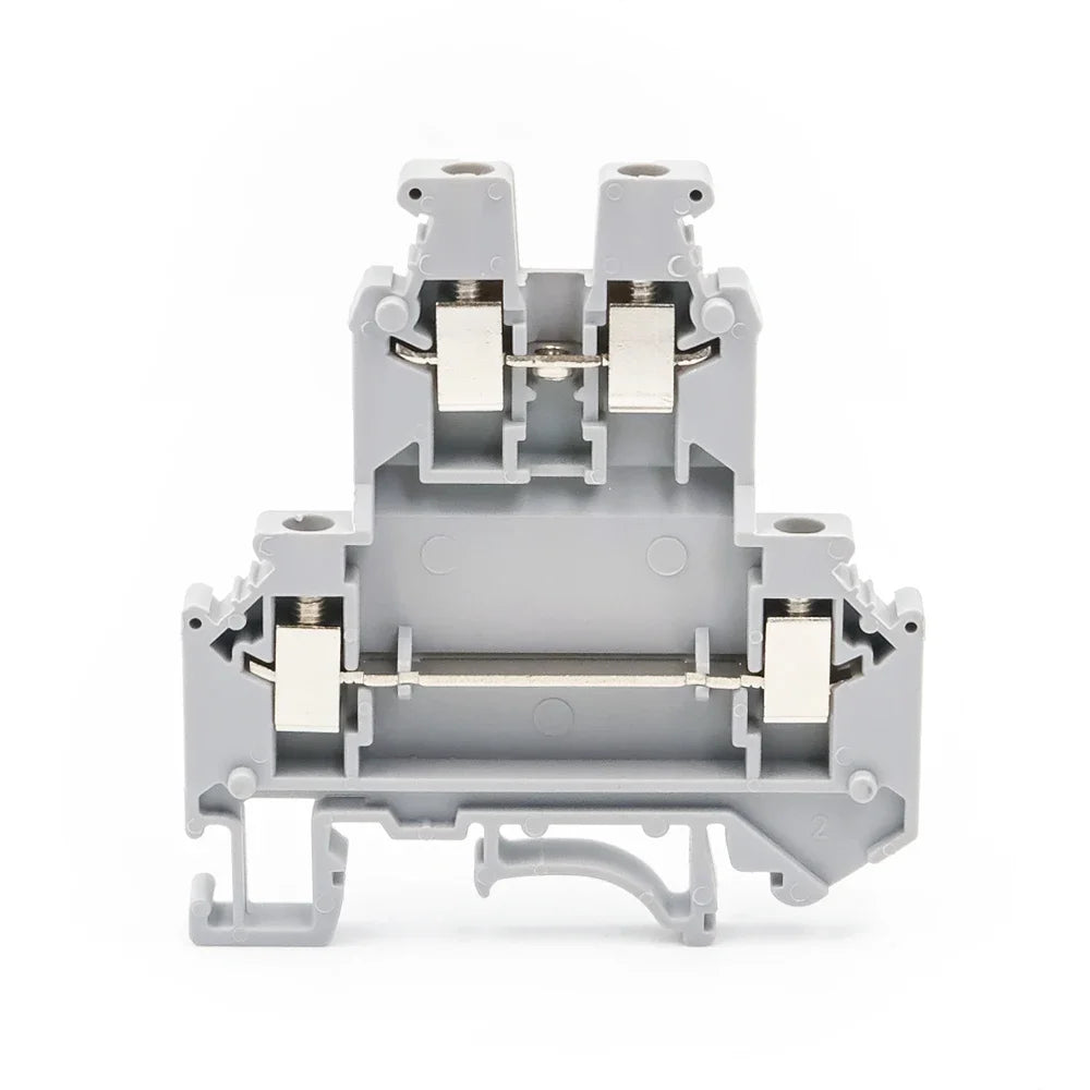 UKK 3 Double Layer Terminal Block, 5.2mm Width, 24A 500V, PA66 V0 Flame Retardant, Screw Clamp, 10pcs (For DIN Rail NS35)