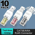 RJ45 Tool-less CAT6a Connector NoCrimp Connector CCTV Ethernet Cable Tool-less Crystal Head Plug CAT5 CAT5e CAT6A RJ45 Connector