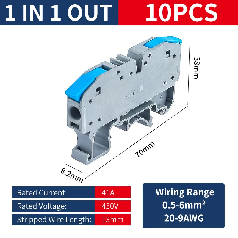 6MM DIN Rail Terminal Blocks Free Splicing Compact Quick Lever Wiring Connector Spring Cable Connection Terminal Press 32A 450V