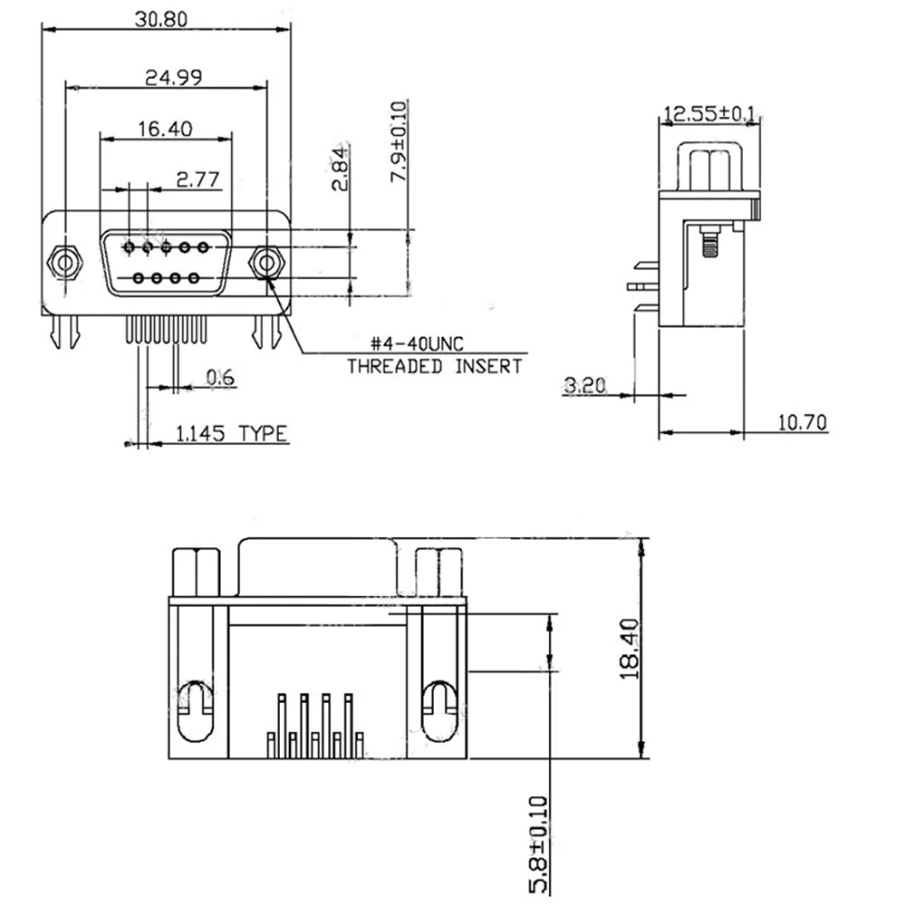 5/10Pcs DB9 DR9 Female Male PCB Mount D-Sub 9Pin PCB Connector RS232 Connector 90-degree Bent Needle Adapter for PCB Board