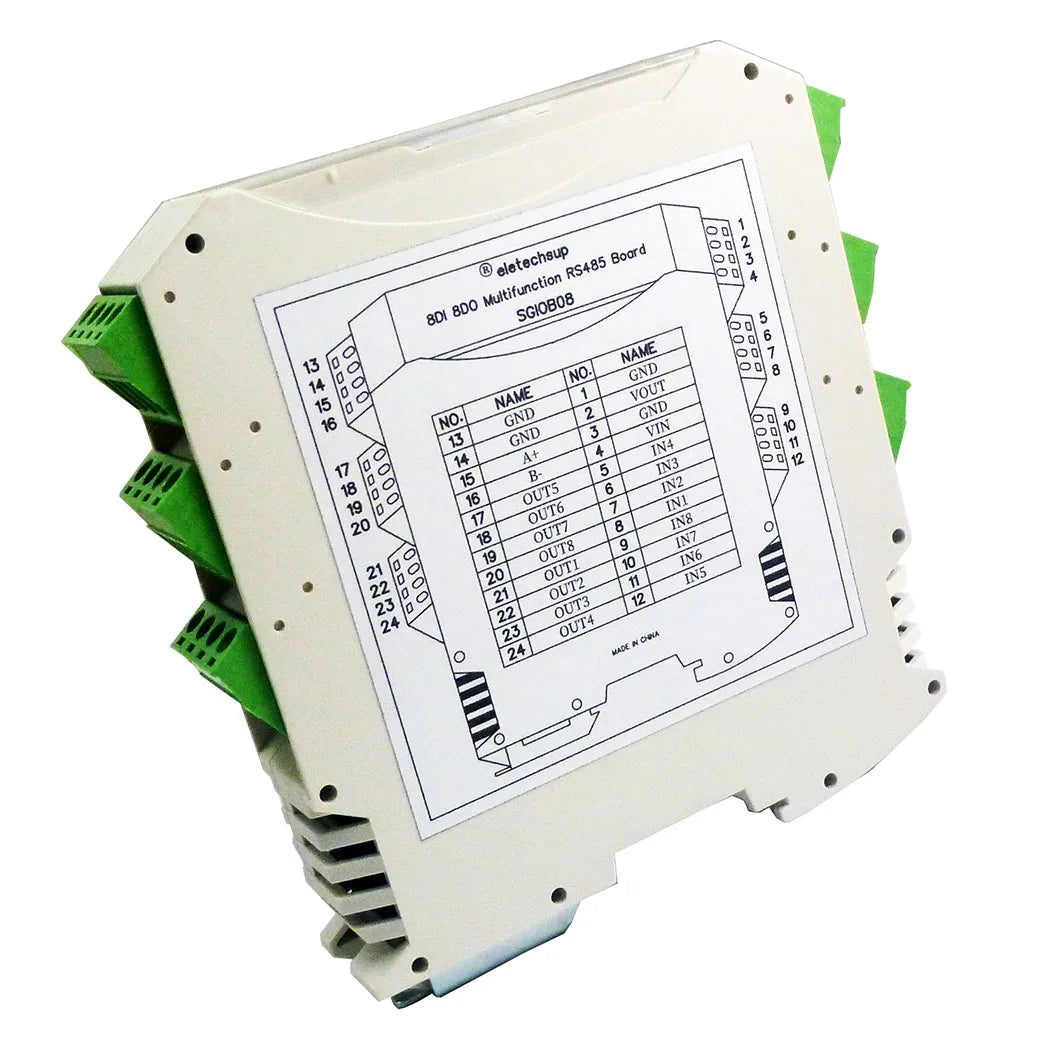 8Ch DC 7-30V Safety Barrier Shell RS485 Digital Optocoupler Input Darlington tube Output Module MODBUS RTU PLC Expansion Board