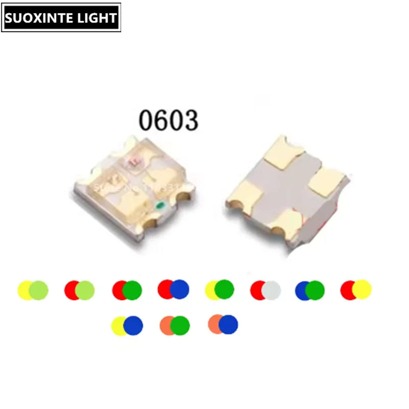 0603 Bicolor SMD LED, (Red)R-Green, R-Blue, R-White, R-Yellow, Orange-Blue, Yellow-True Green, Lamp Beads 1.6*1.5MM