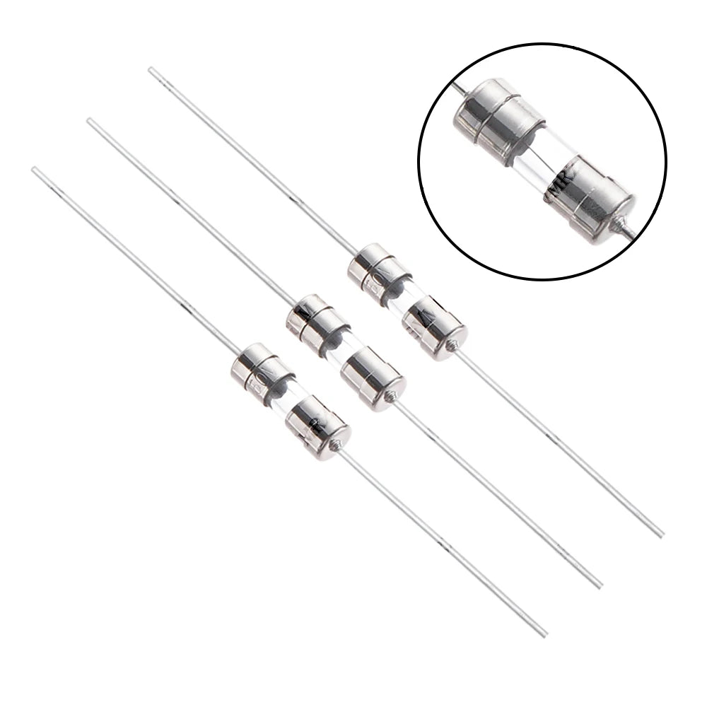100PCS/lot 3.6x10mm 1A 1.5A 10A AMP Glass Fuse with Leads Axial Leaded Fuse Tube for PCB Circuit Board Electronics Protection