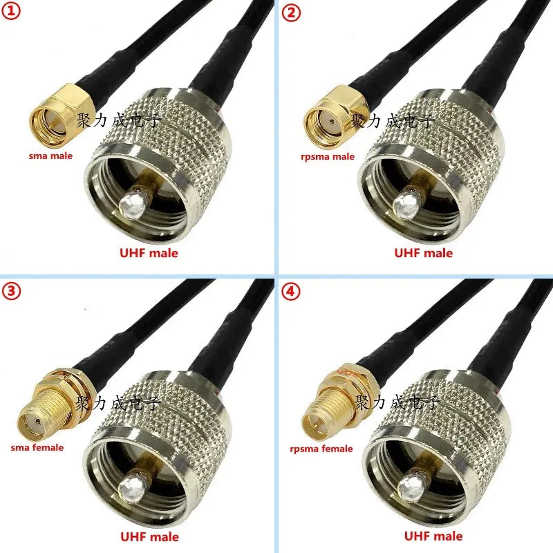 UHF PL259 male To SMA Crimp for RG58 Cable Extension Connector RPSMA To PL259 UHF Male Crimp for RG58 Fast Delivery Brass RF