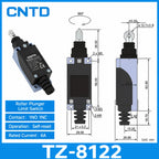 2Pcs CNTD TZ‑8 Series Micro Limit Travel Switch IP65 Waterproof 1NO+1NC 10A 250VAC Industrial Mechanical Position Switch