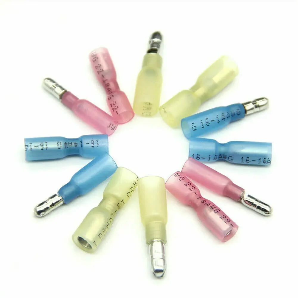 50/100PCS Heat Shrink Bullet Connectors Elelctrical Cable Butt Crimp Terminals Female Male Waterproof Insulated Wire Terminals