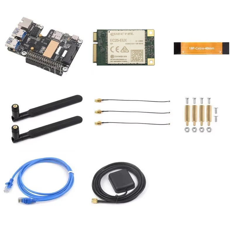 Raspberry Pi 5 PCIe to MiniPCIe 4G Gigabit Ethernet RJ45 USB HUB HAT With LTE Module SIM7600E SIM7600SA-H SIM7600G EC25-AUX EG25