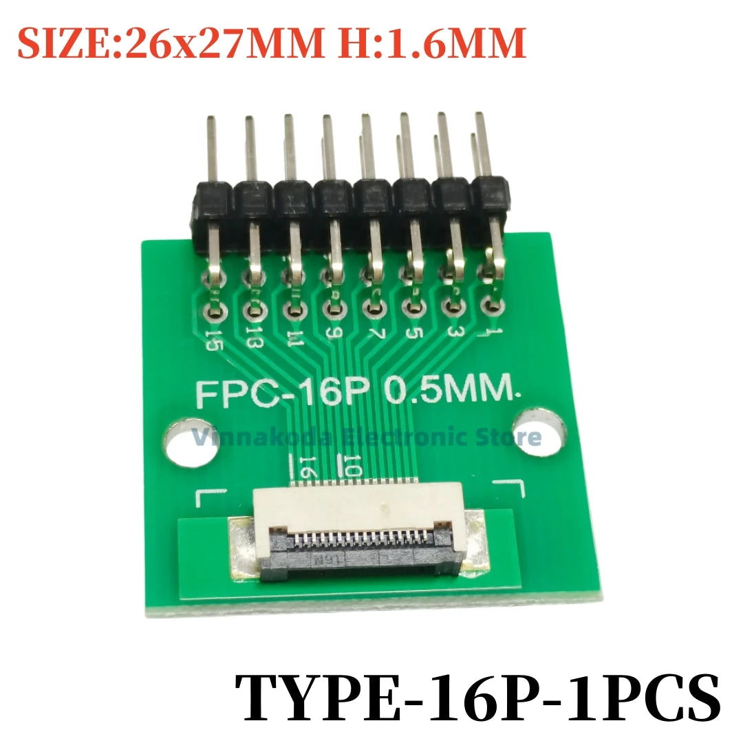 1PCS FFC/FPC Conversion Board 0.5mm Pitch Connector 2.54MM Double Row Bending Pins 4/10/12/14/15/16/18/22/24/26/30/34/40/50/60P