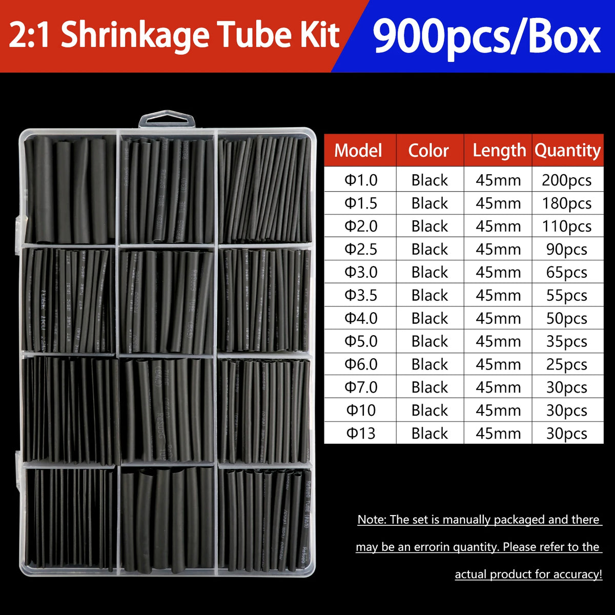 Heat Shrink Tubing Kit 73-900PCS 2:1 3:1 4:1 Ratio Cable Wire Insulation Sleeve Electrical Repair Protector Heat-Shrink Tube Set