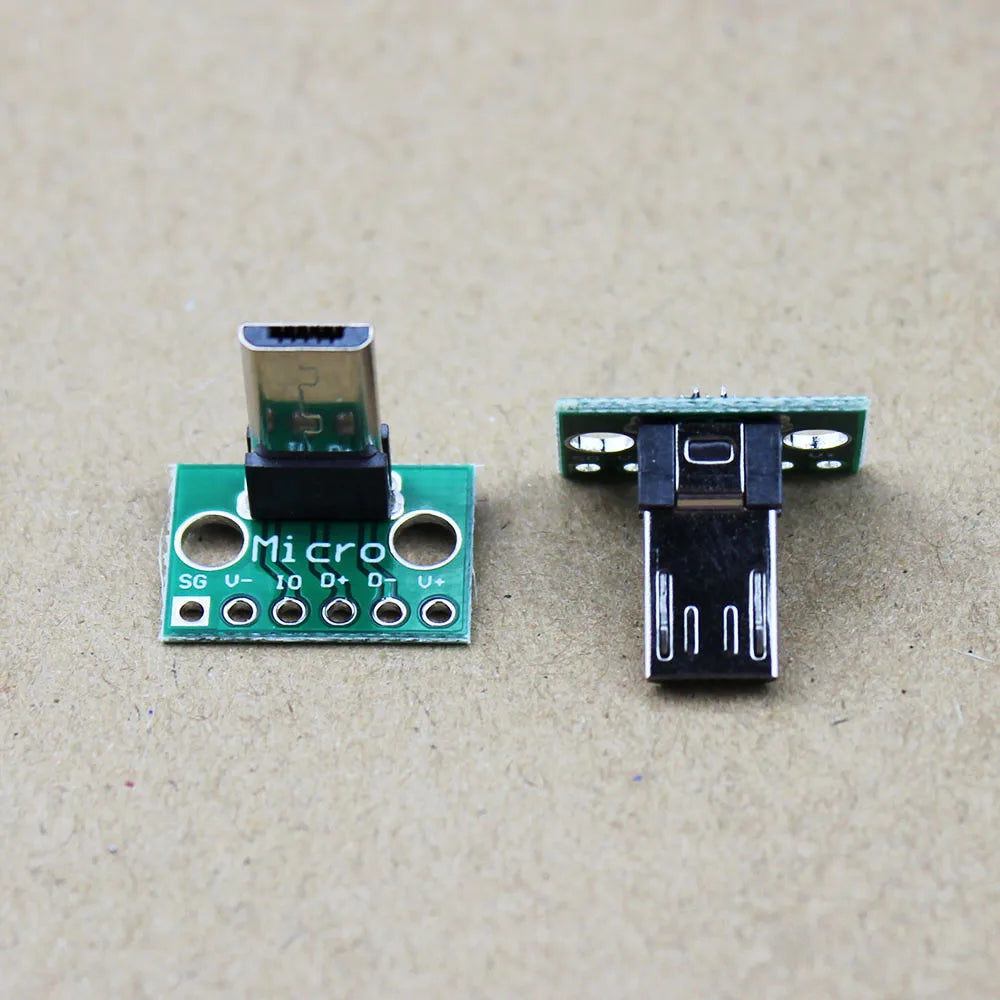 1Pce Vertical USB Micro USB 2.0 Male Lengthen Head Connector PCB Converter Adapter Breakout Board 180 Degree Vertical WP-110