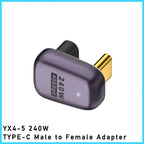 5A Type-C OTG Adapter 240W Fast Charging Data Converter USB4.0 40Gbps Support 8K 60Hz USB C 90/180 Degree Elbow Adapter