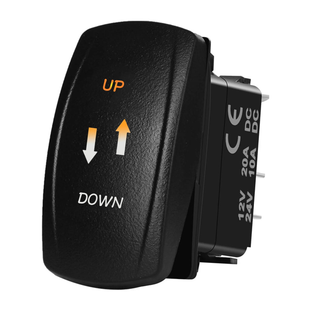 Marine Boat Rocker Switch 12/24V Orange Backlit Anchor Beacon Up Down Button ON OFF/ON OFF ON Momentary Toggle Switch Waterproof