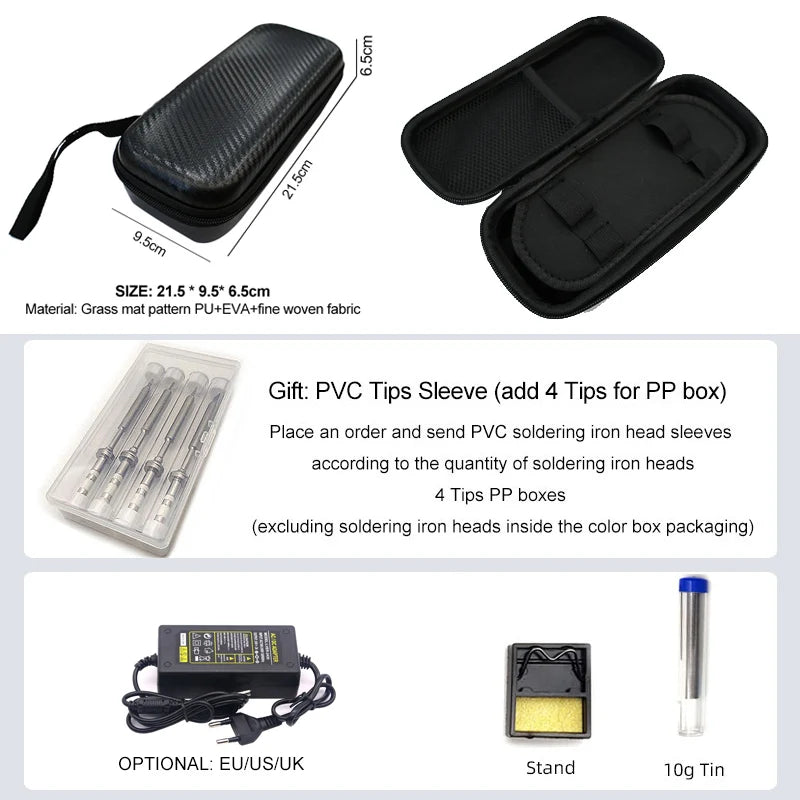 Pine64 Smart Mini Pinecil Soldering Iron With B2 BC2 KU C1 ILS I C4 D24 K Tips With DC power supply Storage Bag