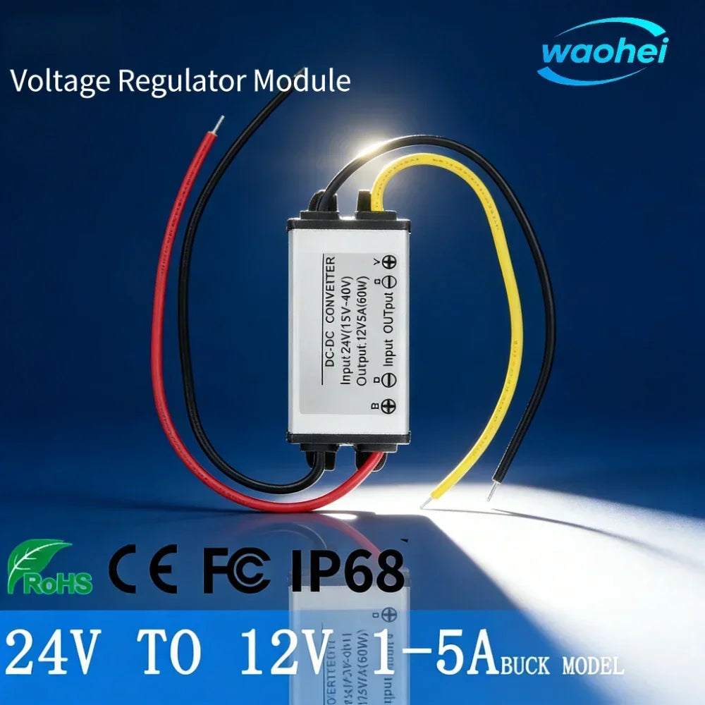 DC-DC 24V to 12V 1A 2A 3A 4A 5A DC Converter Step Down 24V to 12V Voltage Regulator Buck Model Converter Waterproof Module CE