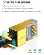 ZoeRax CAT8 CAT7 CAT6A Connector, Non-Pass Through RJ45 Connectors, 3-Prong 50μ Gold Plated with Strain Relief Boots