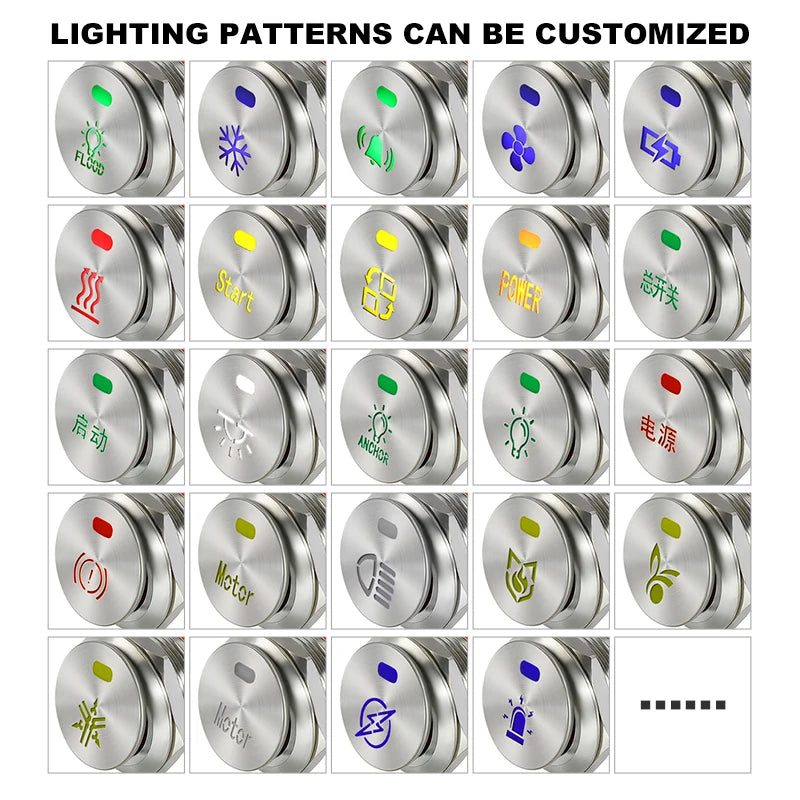 Metal Toggle Rocker Switch On Off 220v 12v 6v 22mm 2NO 4pin Latching Fixed 16A High Current LED Light Switch Car Boat Motorcycle