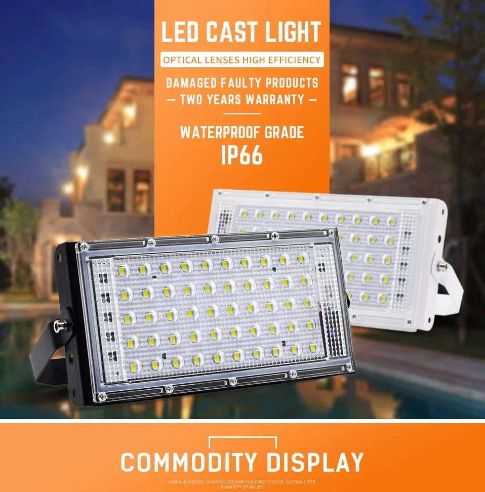 50W LED RGB Flood Light AC220V Outdoor Floodlight IP66 Waterproof Reflector Spotlight Red Green Blue 3 Color For Garden Lighting