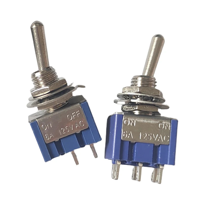 2PCS MTS-101/102/103/202/203 Toggle Switch 6mm Dark Blue 2/3Position 2/3/6Pin ON-ON/ON-OFF/ON-FFF-ON 6A 125VAC Arm Rocker Switch