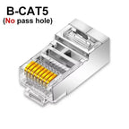 RJ45 CAT5 Pass Through Connectors Crystal End Gold-Plated to Crimp Modular Plug for Solid Or Stranded UTP Network Cable Sleeve
