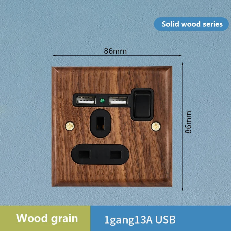 1/2/3/4gang1/2way European Vintage Passage Wall Light Solid Wood Brass Toggle Panel Switch Power Outlet, Antique Home Decor