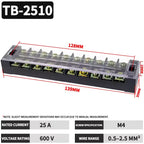 TB1503 TB2503 TB4512 Screw Terminal Block Barrier Strip 15A 25A 45A Wire Connector with Flame Retardant PC Cover for DIN Rail
