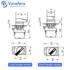 22mm LA36M Rotary Switch with LED Light 12V 24V 220V Knob Selector 2 position 3 Position Start Stop Switch On Off VaneAims