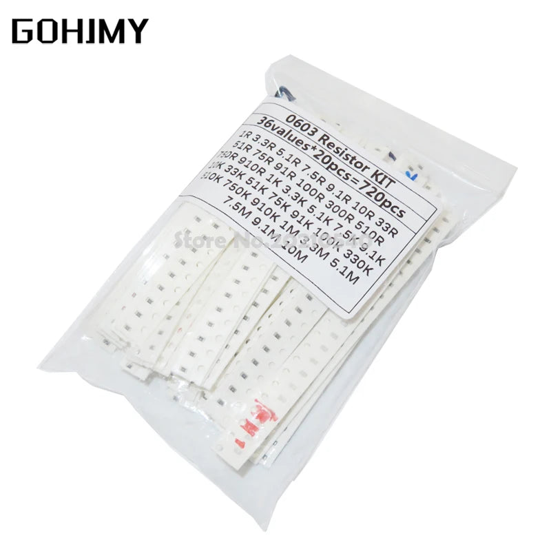 200PCS 660PCS 720PCS 4000PCS 0402 0603 0805 1206 1210 2512 SMD Resistor Kit 10K 100K 1K 1R 100R 220R 1% 5% Assorted Kit
