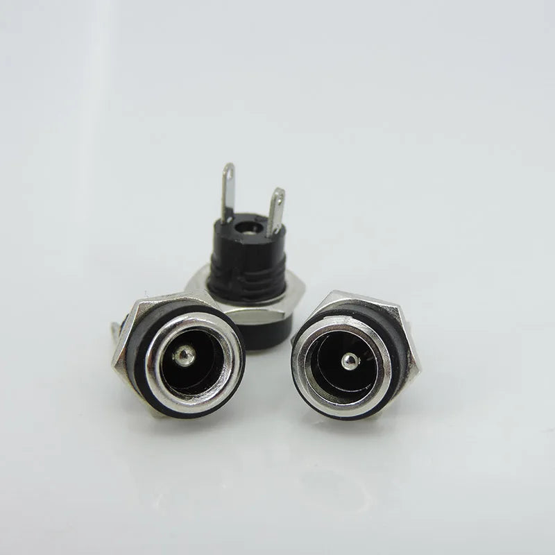 DC022B 5.5 X 2.1mm DC Power Jack Supply Socket Connector DC Female 2 Terminal 2 Pin Panel Mount Connector Plug Adapter 5.5*2.5