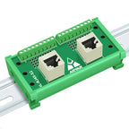 RJ45 Breakout Board 2 RJ45 Jacks and 2 *8pins Terminal Blocks DIN Rail And Panel Mounting Foot