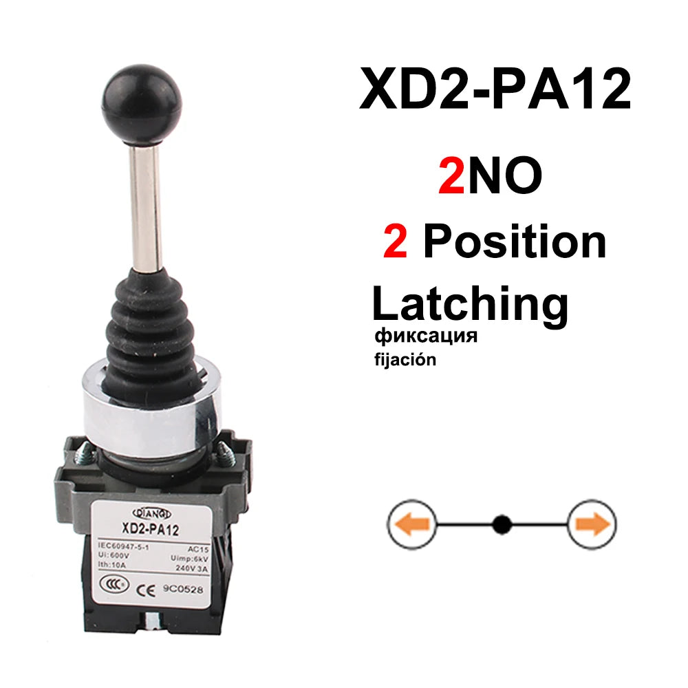 2NO 2 Position Latch XD2-PA12 PA14 Rocker Joystick Controller Spring Return Rotary Cross Switches Reset PA22 PA24 4NO 4Position