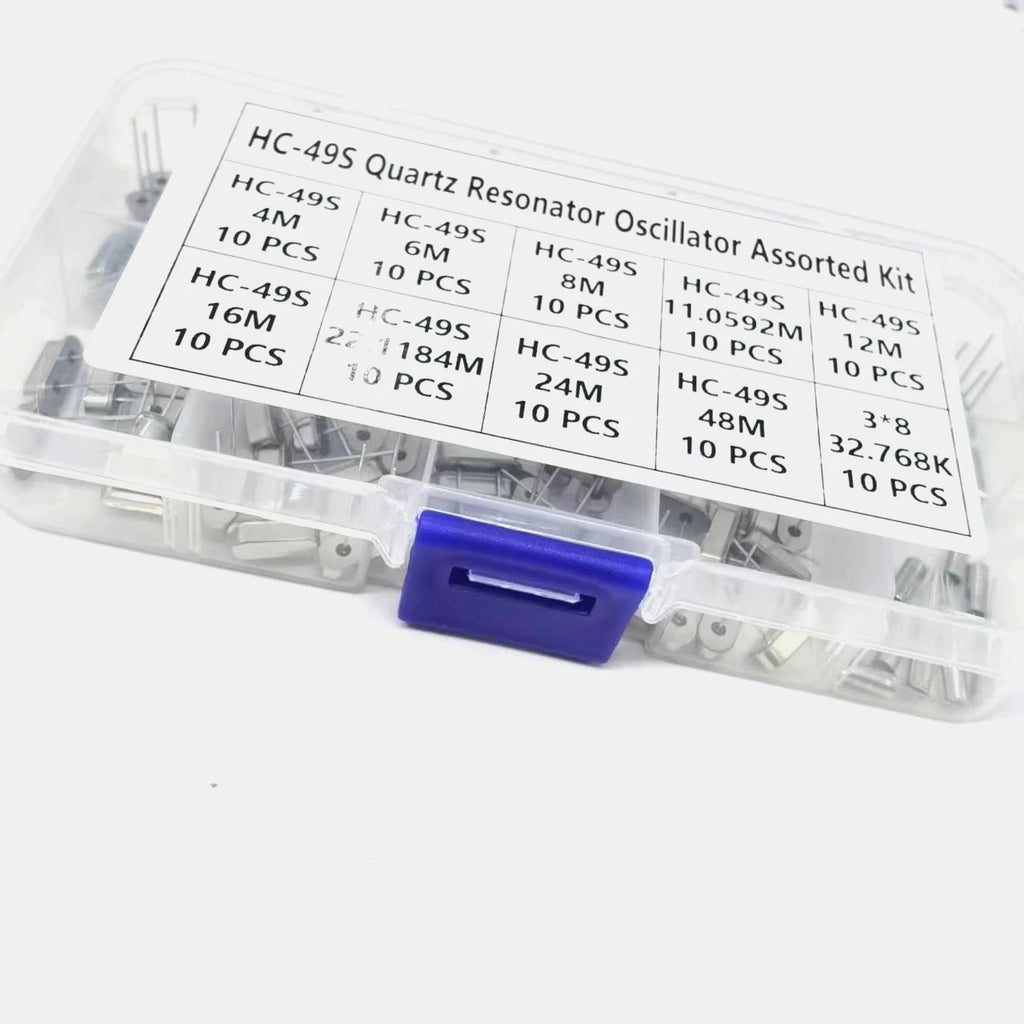 10Values HC-49S Quartz Resonator DIP Crystal Oscillator Kit 4MHz 6MHz 8MHz 12MHz 16MHz 24MHz 25MHz 48MHz 2Pin DIY Electronic Set