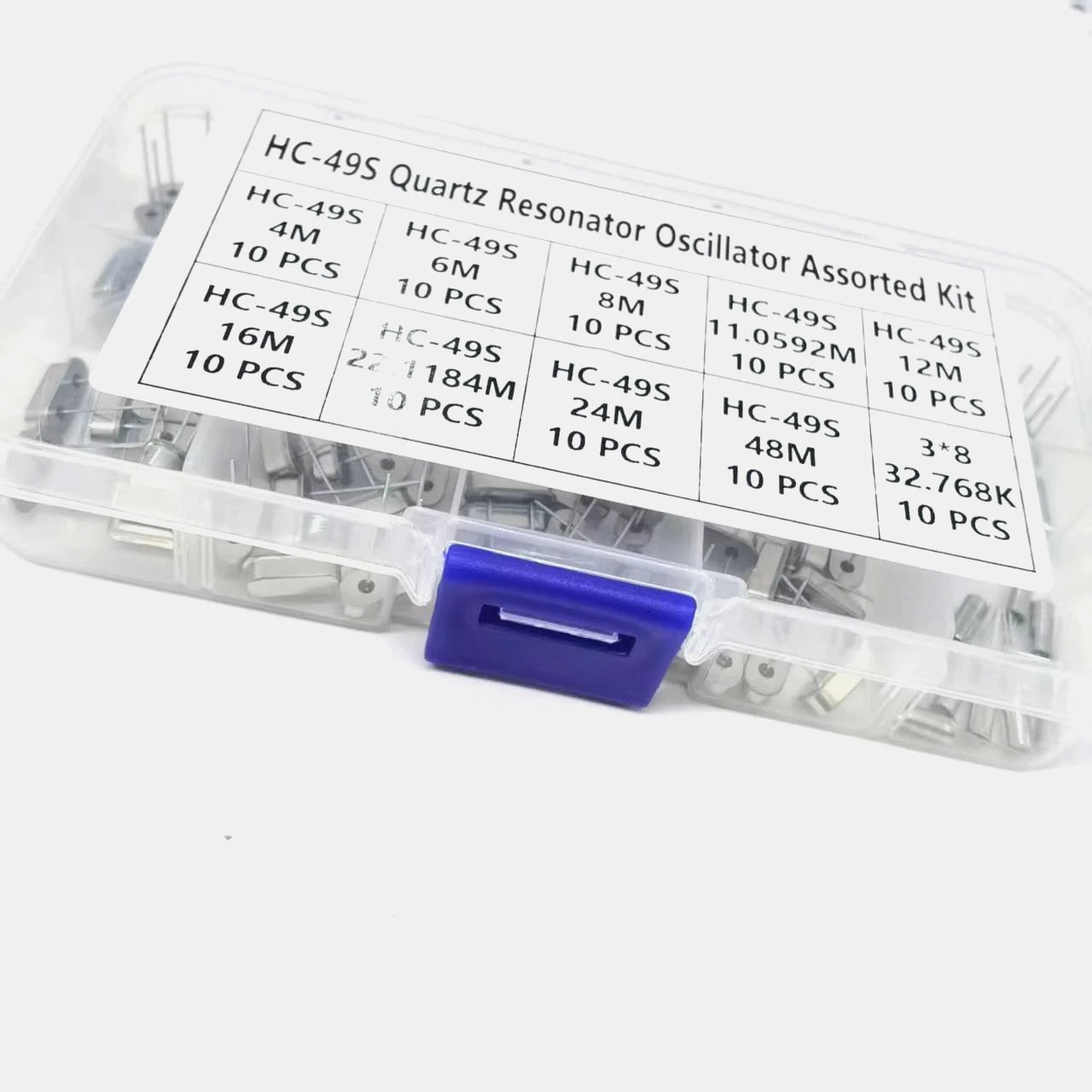 10Values HC-49S Quartz Resonator DIP Crystal Oscillator Kit 4MHz 6MHz 8MHz 12MHz 16MHz 24MHz 25MHz 48MHz 2Pin DIY Electronic Set