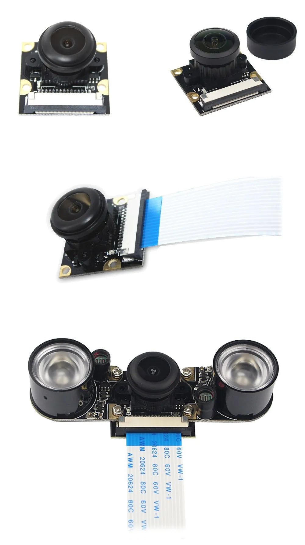 Raspberry Pi 5MP Camera OV5647 1080P Optional Wide Angle Night Vision IR-CUT Fisheye Webcam for Raspberry Pi 4 Model B 3B Plus