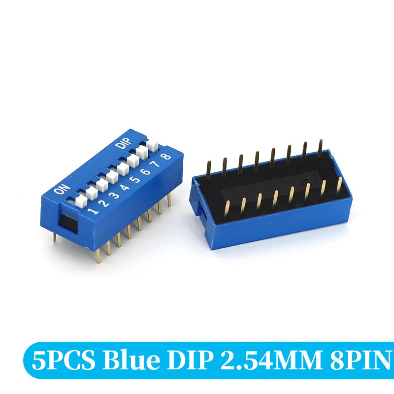 5PCS Blue Toggle Switch Spacing 2.54MM DIP Dial The Code Switch 1 2 3 4 5 6 7 8 9 10 12 PIN Quick Switch