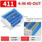 UK207 UK211 UK215 UK407 UK411 UK415 DIN Rail Terminal Block 125A Electrical Junction Box 1 In 2/4/6 Out Distribution Box