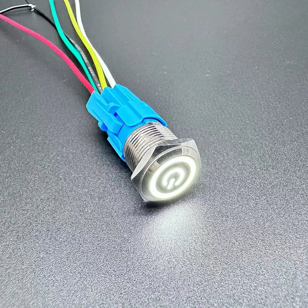 12/16/19/22MM Waterproof Metal Push Button Switch LED Light Momentary Latching Car Engine Power Switch  5V 12V 24V 220V Red Blue