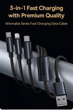 Baseus 3 in 1 USB Cable Type C Cable For Samsung Xiaomi Mi 9 Huawei Cable For iPhone 13 12 11 Phone Charger Micro USB Data Cable