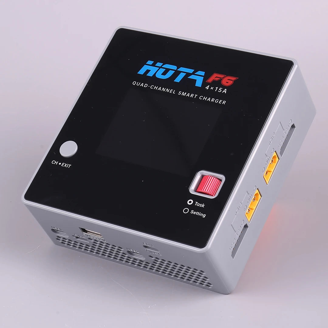 HOTA F6 QUAD-CHANNEL SMART Charger DC1000W 4*15A for Lipo LiIon NiMH Lipo Battery Balance Charger Discharger with USB 45W Type-C