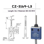 CNTD Micro Travel Limit Switch CZ‑3 Series CZ‑3101 CZ‑3104 CZ‑3108 CZ‑3112 IP67 Waterproof 5A 250V Position Control Switch