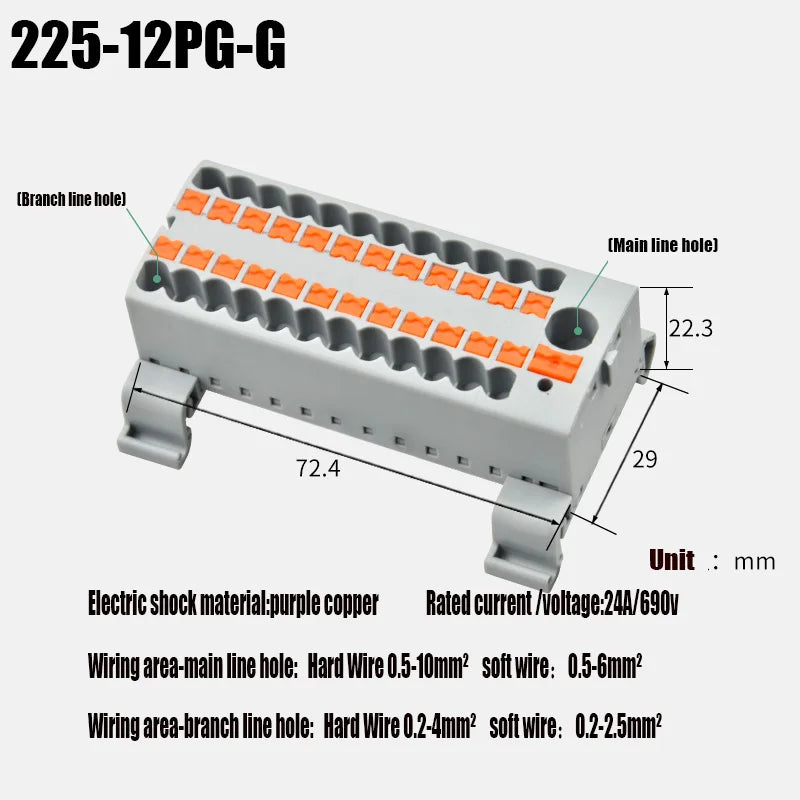 Fixed Modular Wire Connectors Compact Splicing Lighting Push-in Multi Link Terminal Block 1 in Multiple Out 225 Series 1