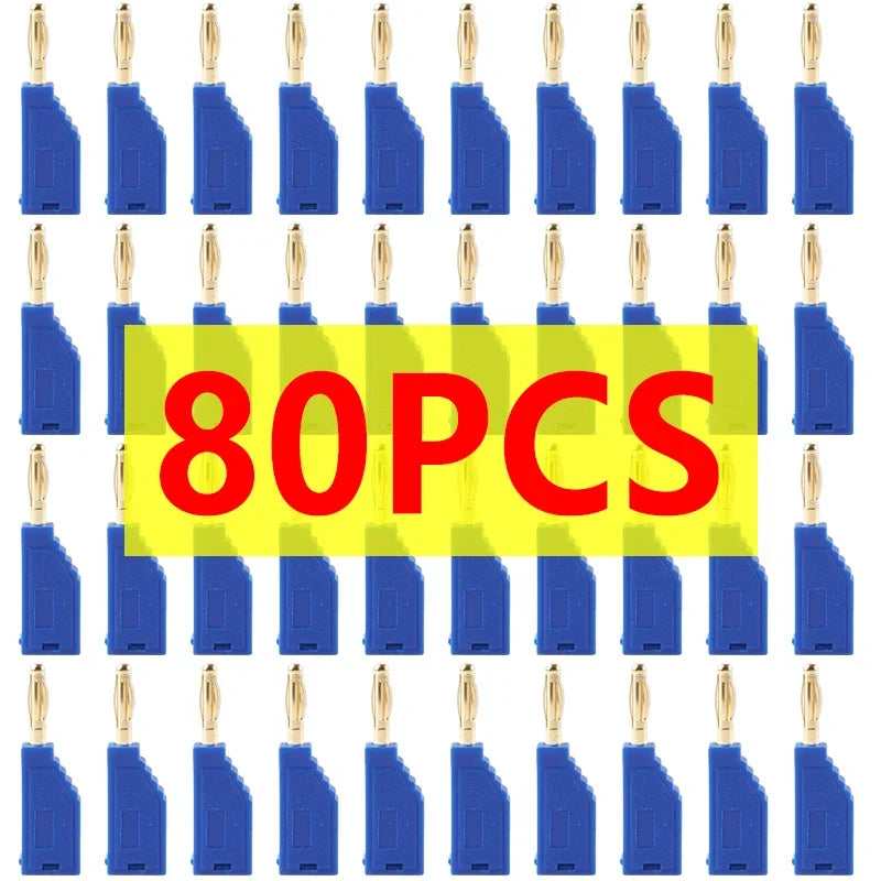20/80/200Pcs Copper Nickel Plated 2MM Stackable Banana Plug Soldering Electrical Connector DIY Tools