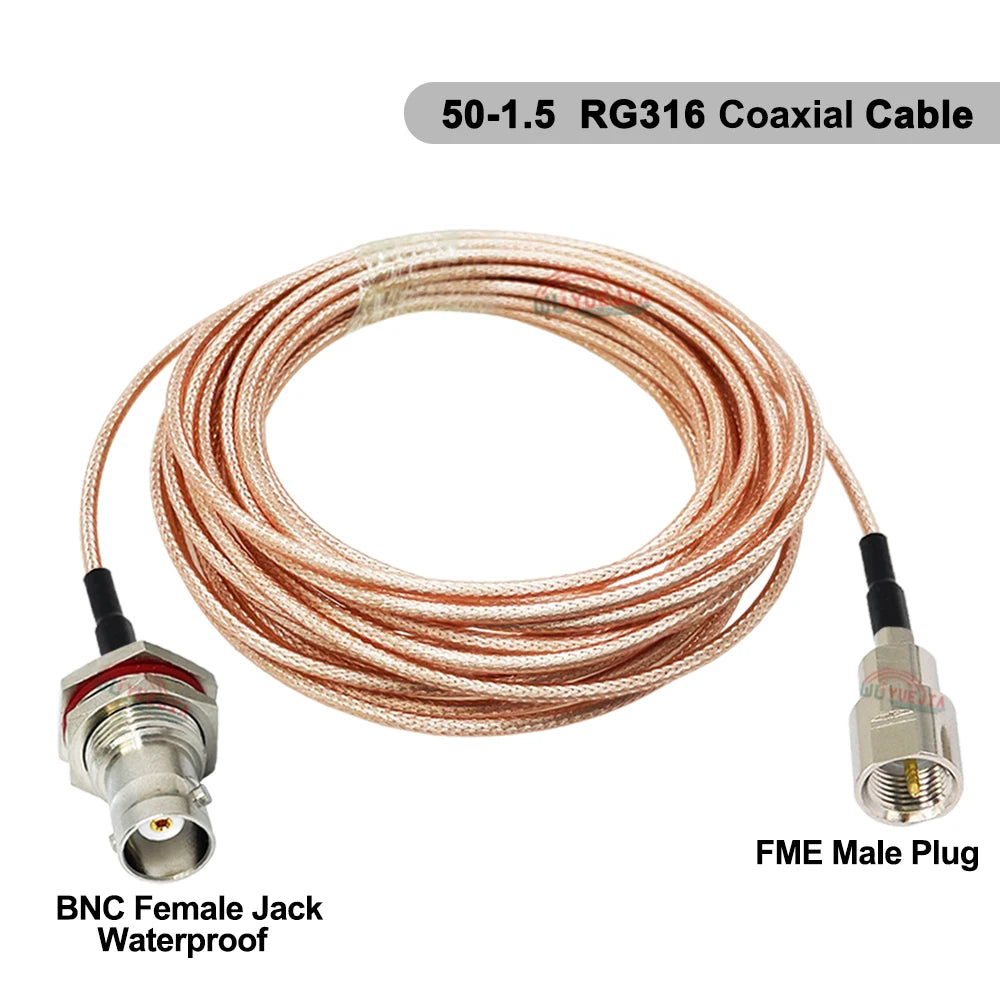 1Pcs FME to BNC Female Waterproof Connector RG-316 Cable Q9 BNC to FME Adapter RF Coaxial Cable Antenna Extension Jumper Pigtail