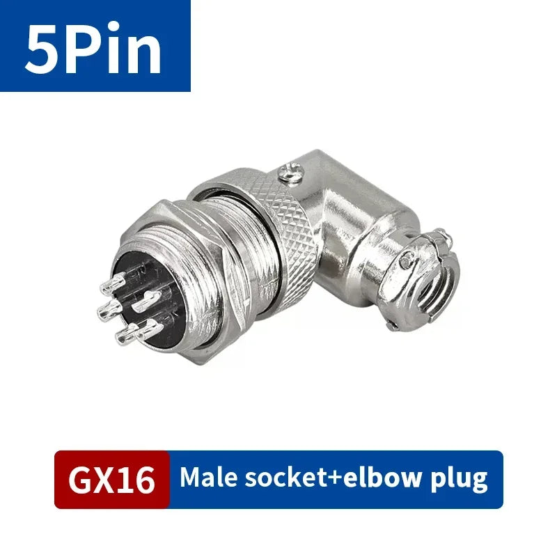 5/10 Sets GX16 2/3/4/5/6/7/8/9 Pin Aviation Connector Male Female 90 Degree Right Angle M16 Circular Cable Plug Socket