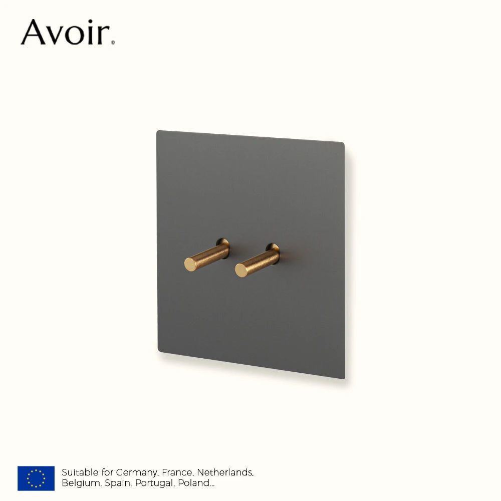 Avoir Vintage Gray Wall Switch USB Wall Socket 220V Europe FR Gold Lever Toggle Switch 1Gang 2 Way Retro Light Switches 86 Type