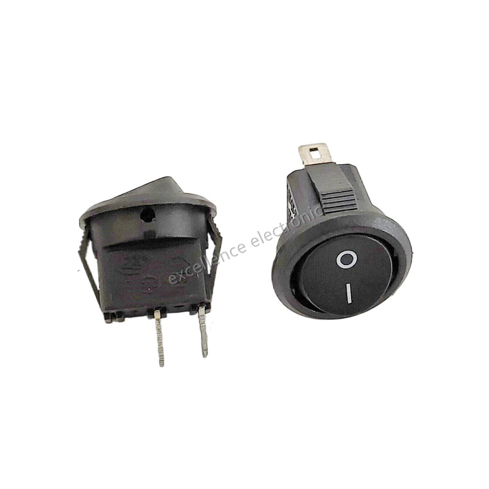 2/5/10Pcs Round Boat Rocker Switch Diameter 16mm 3A/250VAC KCD1-105 On-Off Snap SPST Black 2Pin Power Switch