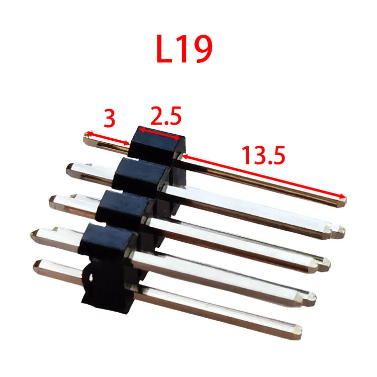 5pcs 2.54mm Dual Pin Header 2x40P Straight Double Row Single Plastic Height 2.5 A=3mm Gold-Plated Rohs L13-15-17-19-21-25-30mm