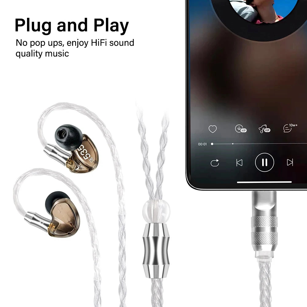 16 Core Silver Plated For iPhone USB C 3.5mm to MMCX IE80 Balanced Cable Connector For Sennheiser Earphone Balance Upgrade Cable