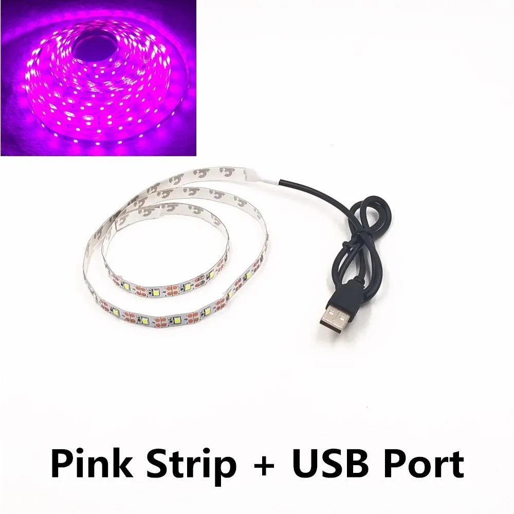5M USB LED Strip Light 5V 3528 1 Meter 5 Meter Yellow Cool White Pink Green Blue Red SMD Ribbon Ceiling Cabinet Light Waterproof